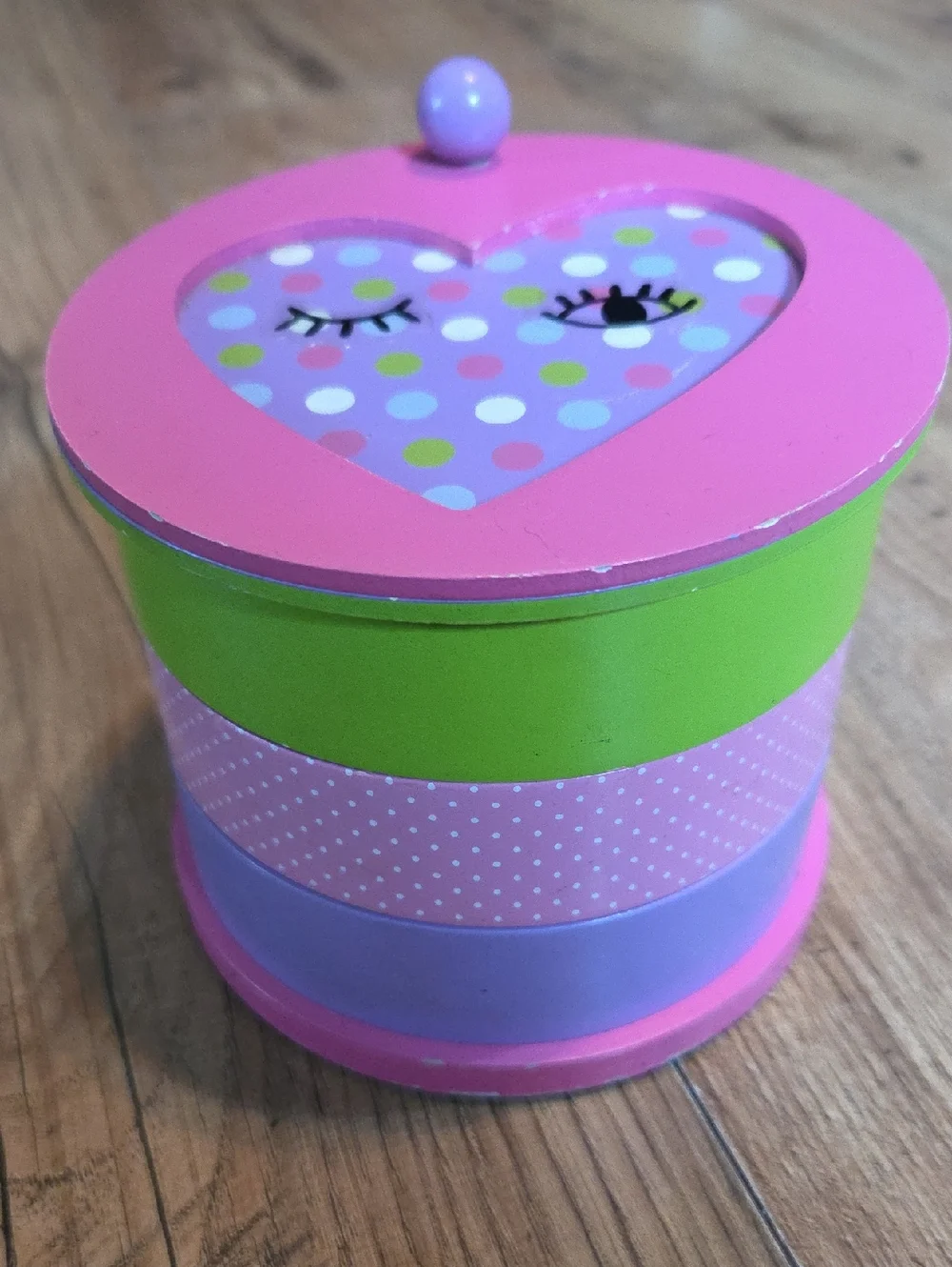 Claire's | Pink Heart Trinket Box with Purple & Green Compartments